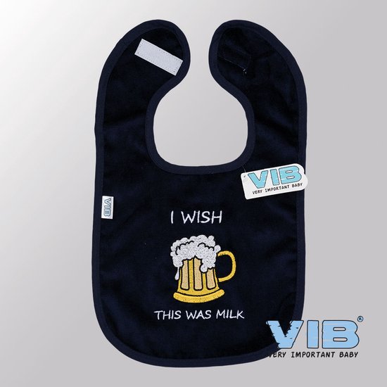 VIB® - Slabbetje Luxe velours - I Wish this was milk (Zwart)