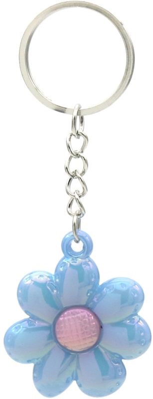 sleutelhanger bloem 4.5cm licht blauw