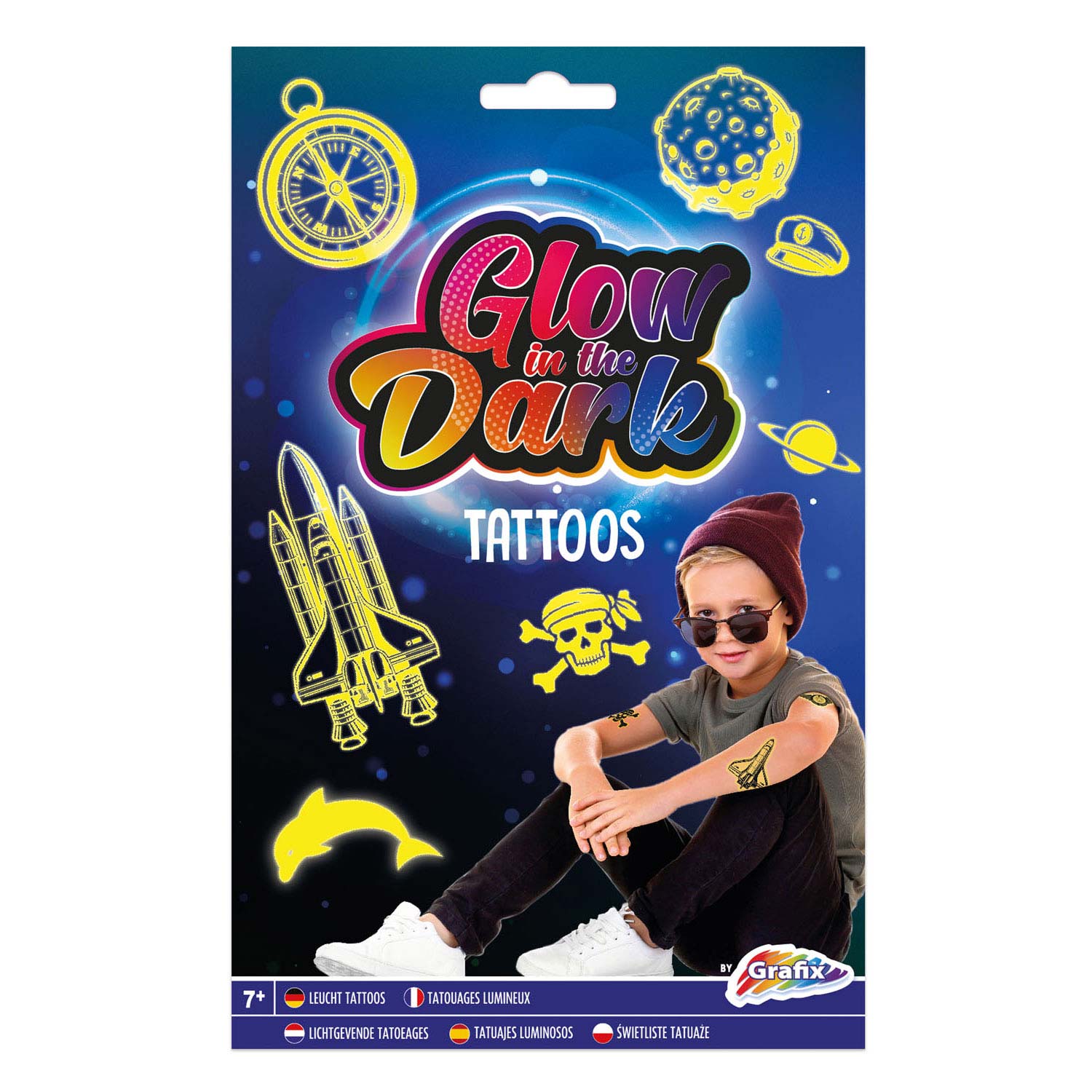 Grafix Glow In The Dark Tattoo ( blauw )
