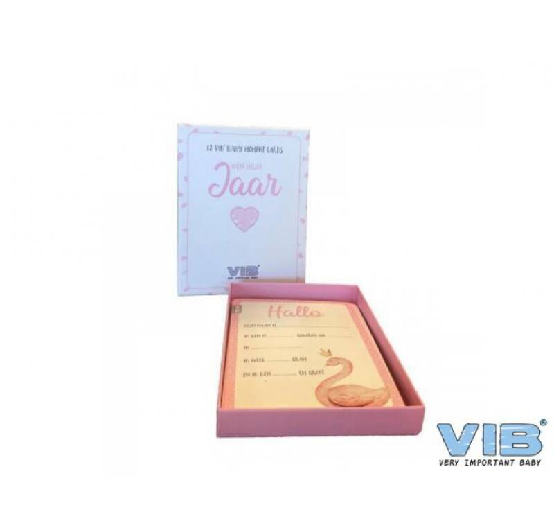 Box met 12 vib® baby moments cards 'mijn eerste jaar' girl