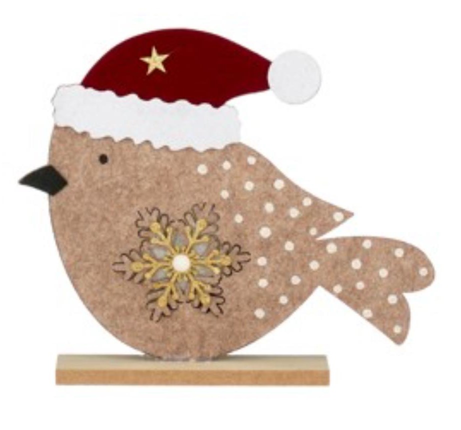 Decoratie vogel beige bruin