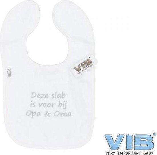 VIB® (wit) - Slabbetje luxe velours - 'Deze slab is voor bij Opa & Oma' 