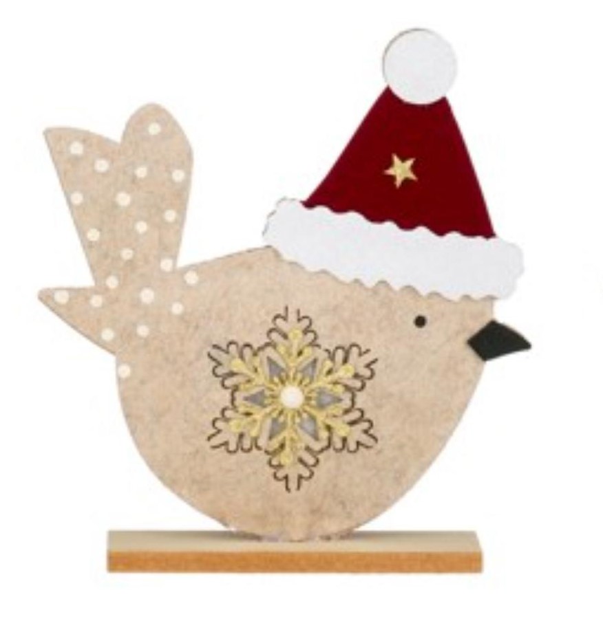 Decoratie vogel beige bruin