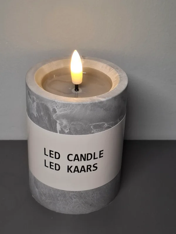 LED Kaars vlameffect betonkleur 10cm