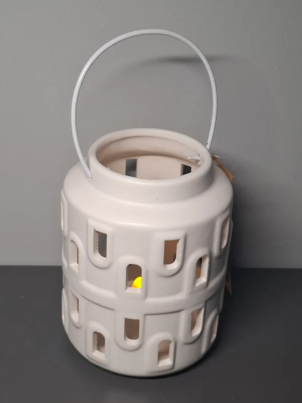 theelichthouder dolomite Ø10xH13cm wit