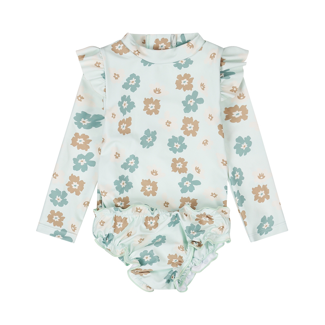 Dirkje zwemshirt met broekje lichtgroen bloem 74/80