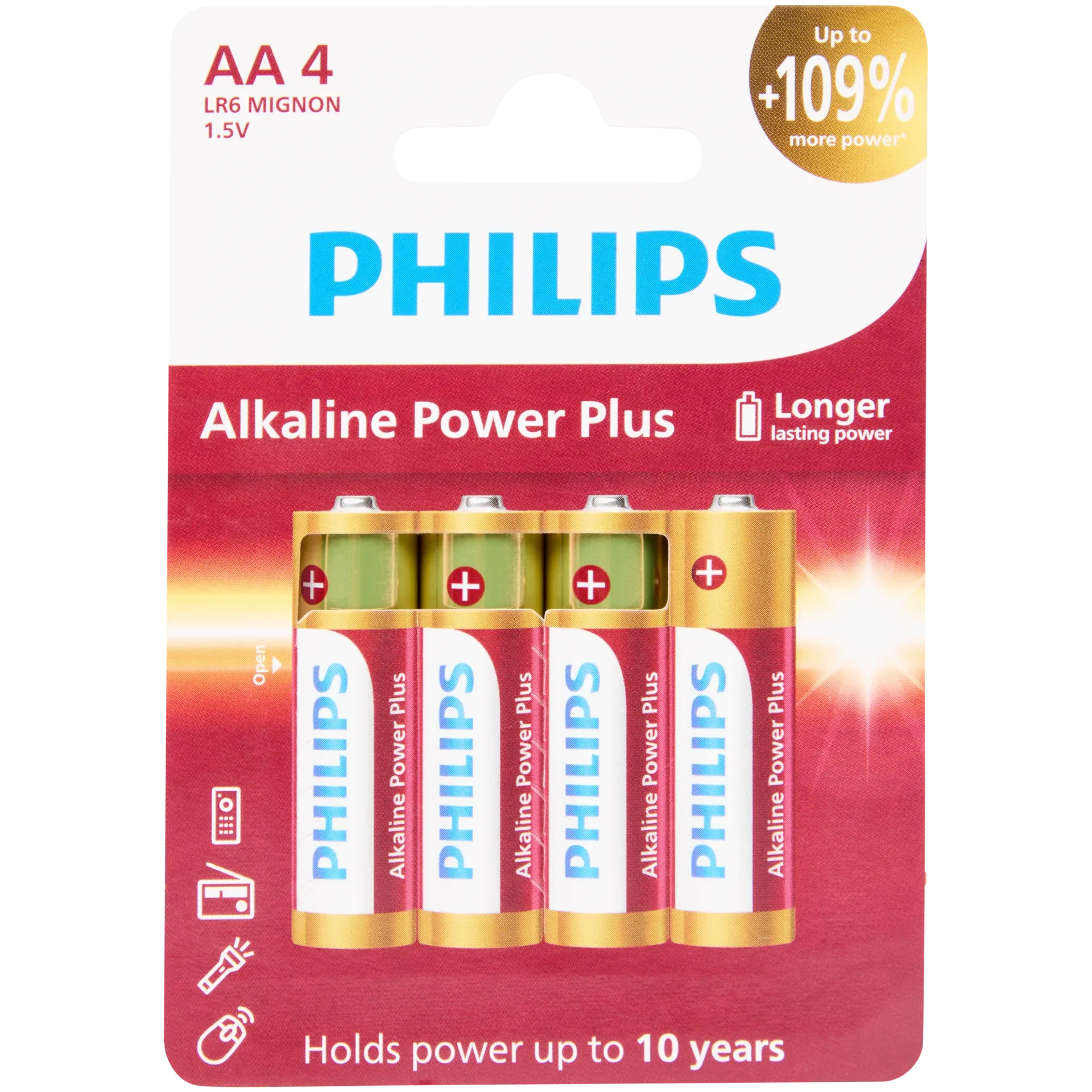 Philips Power Plus Alkaline batterijen AA 4 stuks