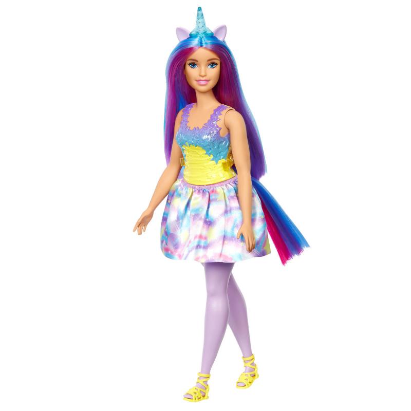 Barbie Dreamtoptia Eenhoorn - regenboog haar en blauwe hoorn