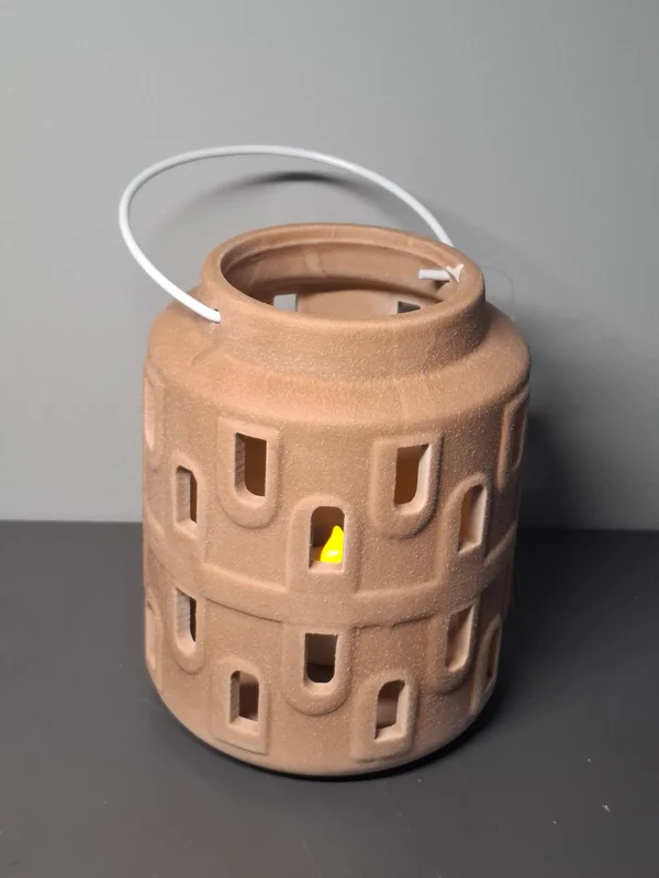 theelichthouder dolomite Ø10xH13cm bruin