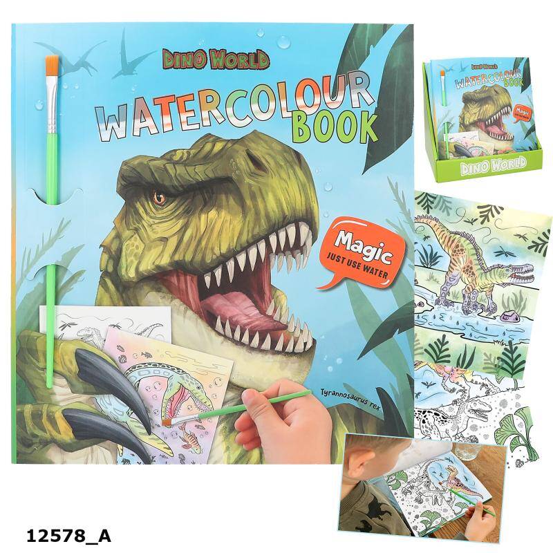 12578 Dino world waterverf boek