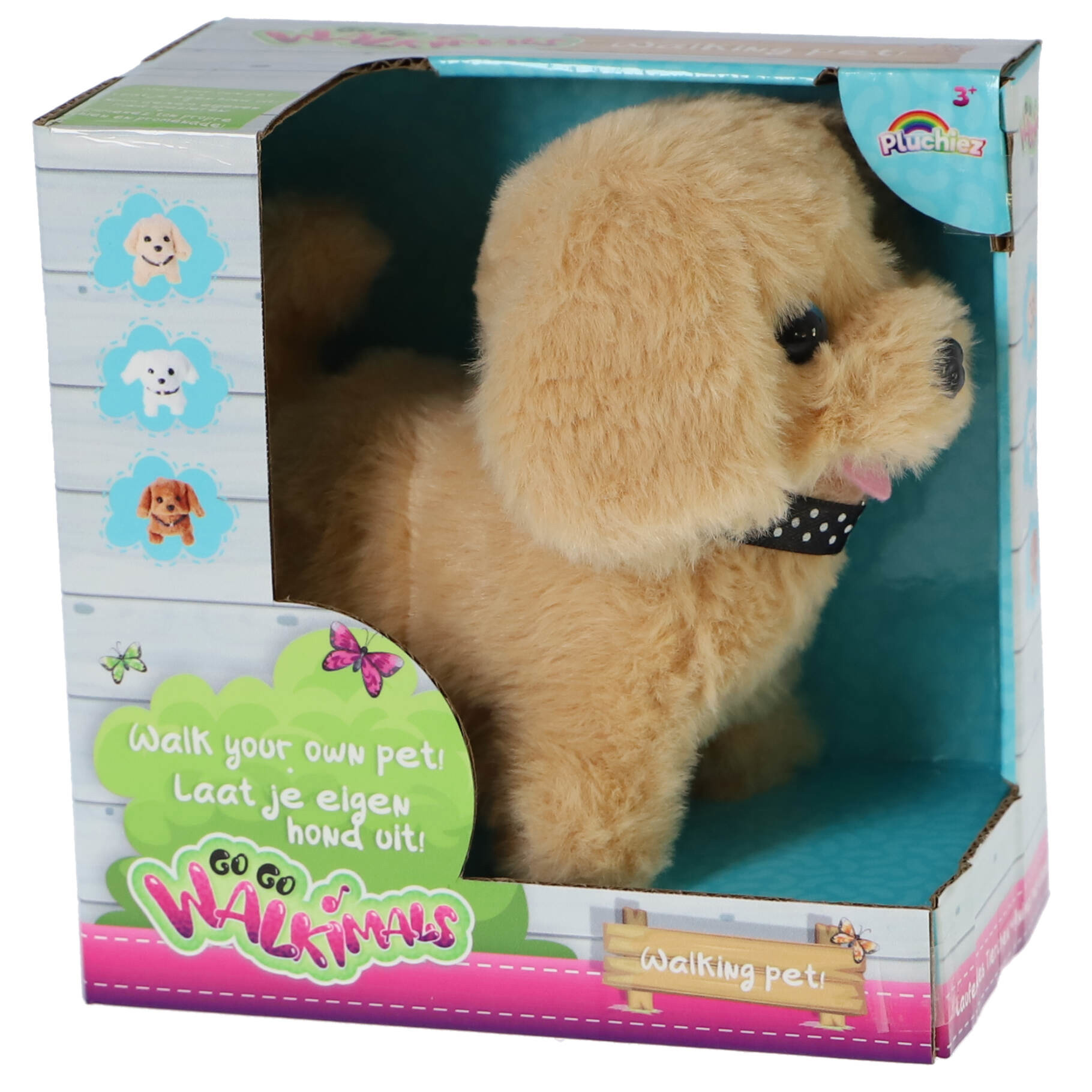 go go walkimals pluche hondje loopt en blaft,  licht bruin