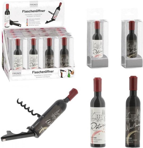 Kurkentrekker flessenopener In de vorm van een wijnfles