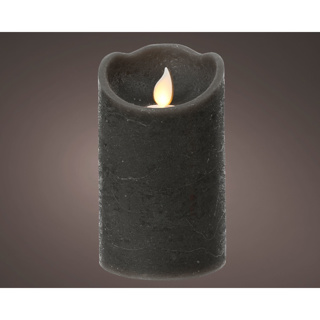 LED waving kaars wax steady donker grijs H.12.5cm D.7.5cm