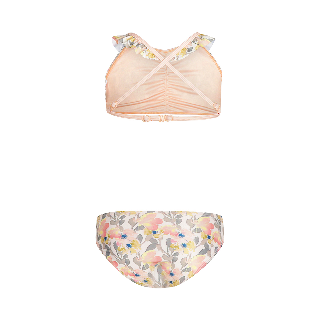 Koko Noko meisjes bikini perzikroze geel bloem 98/104