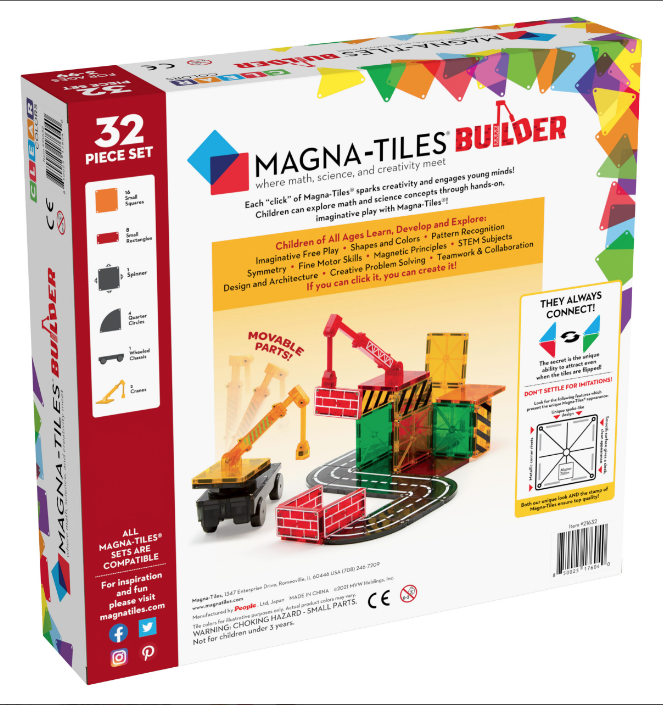  Magna Tiles Builder 32 stuks, magnetisch speelgoed