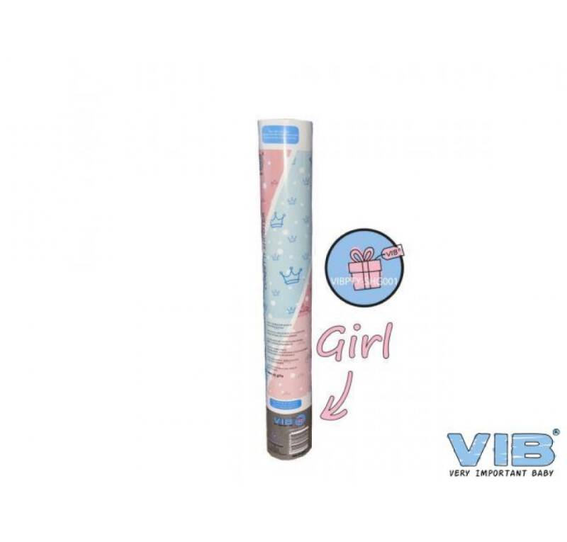 Gender reveal confetti shooter girl pink (roze cadeautje op handvat)