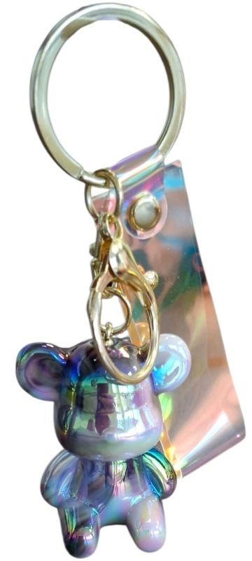 sleutelhanger glanzende beer - 4.5cm - grijs