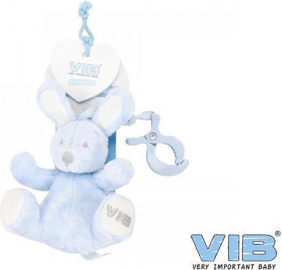 v.i.b. Pluche Konijn met Clip en Trekkoord Blauw