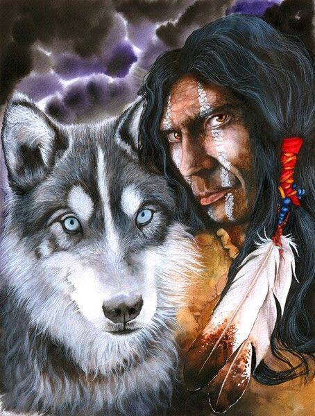 Q-j4.1 diamond painting set wolf-indian