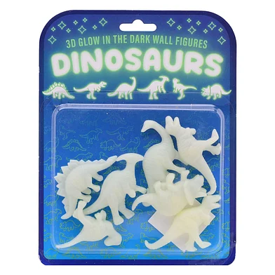 Glow in the dark 3D muur dino's 7 stuks op kaart