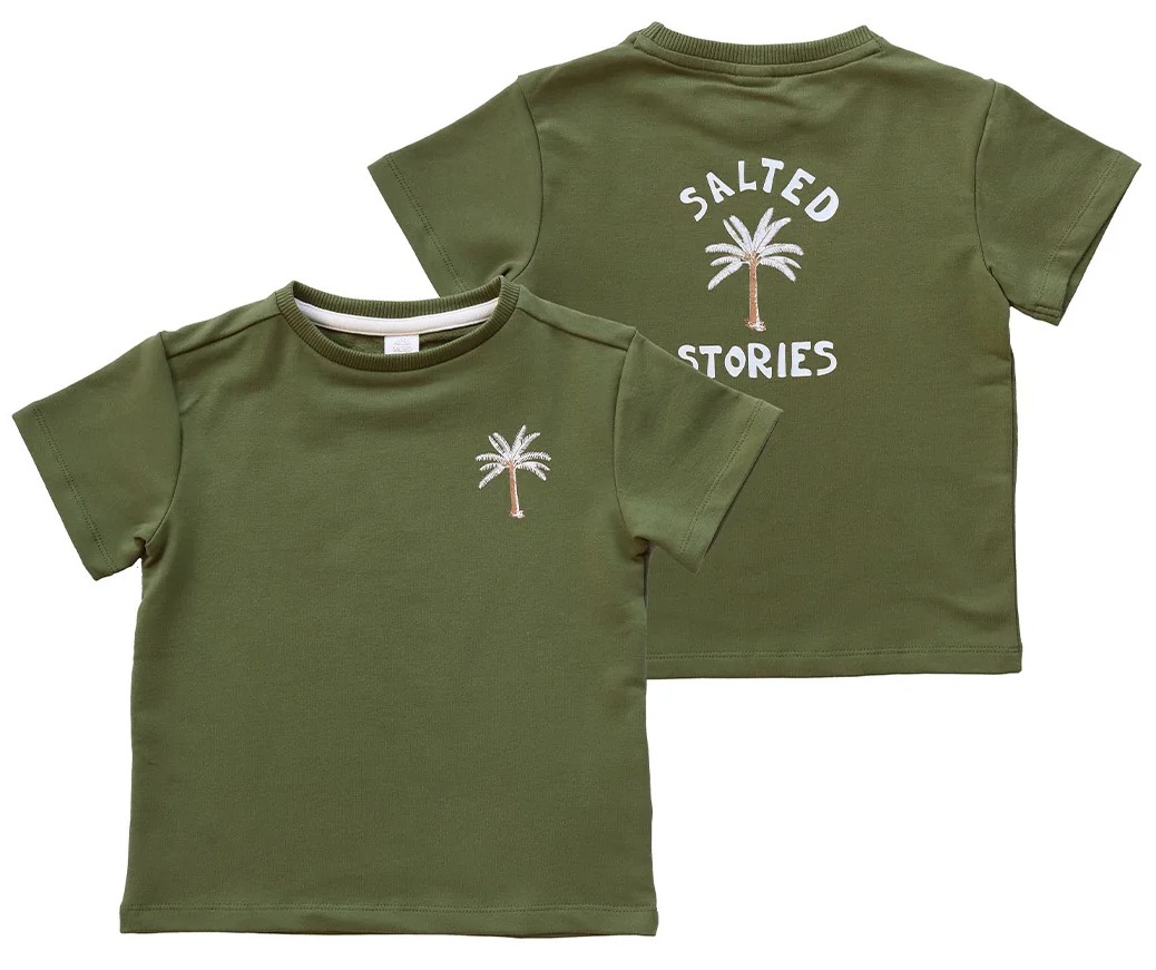 Salted Stories Solid - T-shirt Tee - Bronze Green ( maat 134/140 )