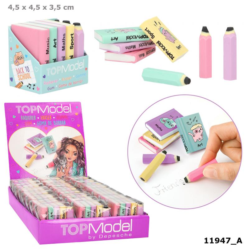 11947 TOPModel gumset - mini schoolboeken en potloden