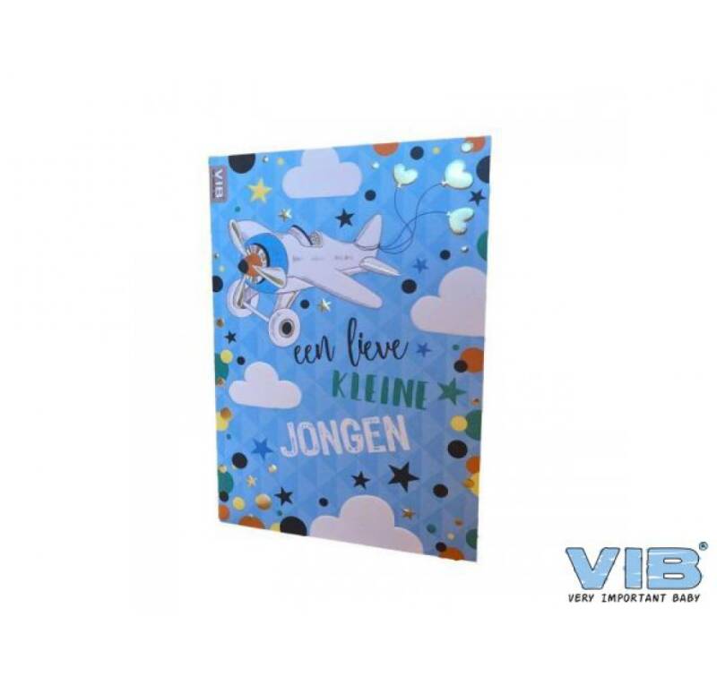 Wenskaart folie/embossing 'een lieve kleine jongen' blauw