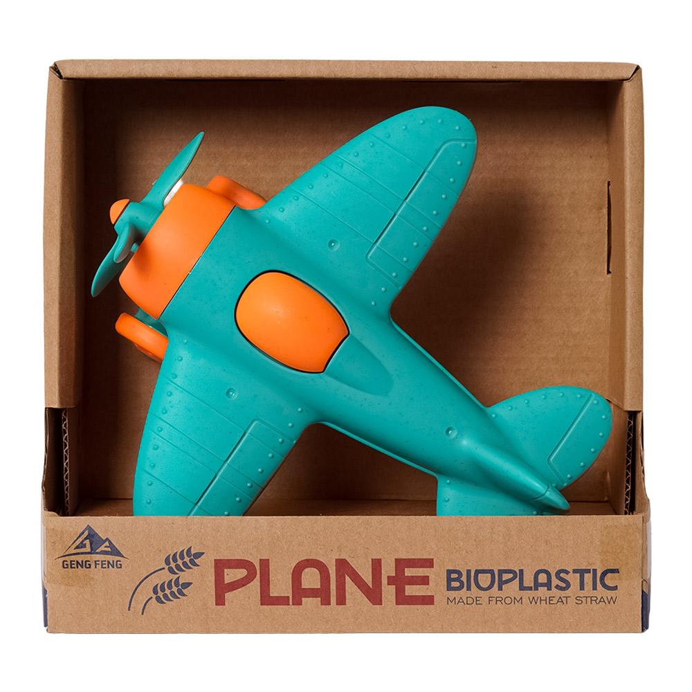 BIOplastic Vliegtuig - 18,5 cm blauw/oranje