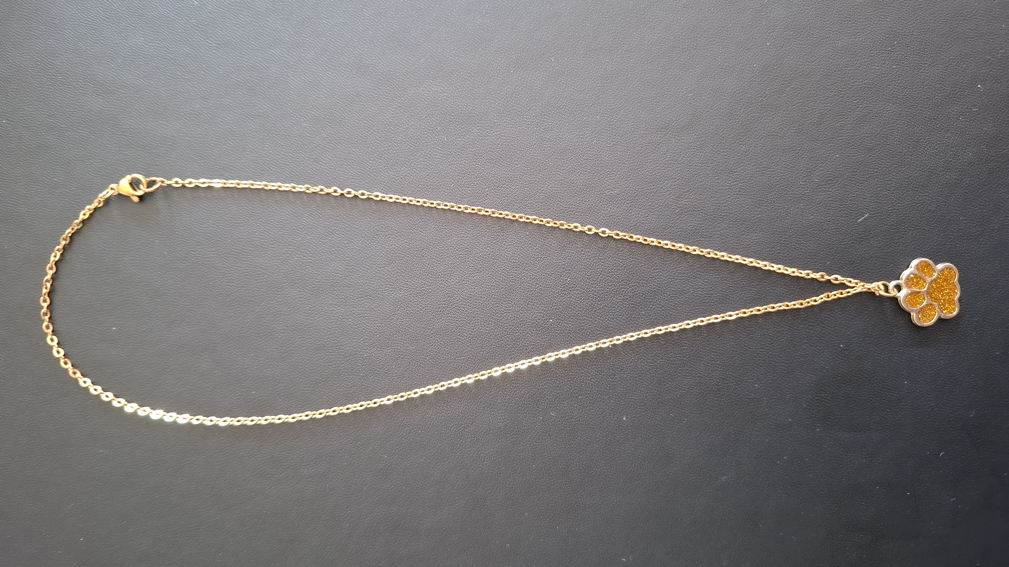 ketting in gouden kleur met goud kleur pootje