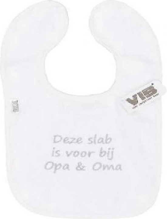 VIB® (wit) - Slabbetje luxe velours - 'Deze slab is voor bij Opa & Oma' 