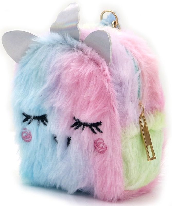 Fluffy sleutelhanger portemonnee  Unicorn 9x7x5cm