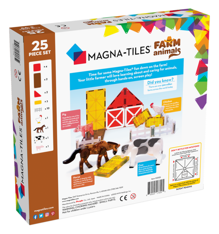  Magna Tiles Farm animals 25 stuks, magnetisch speelgoed